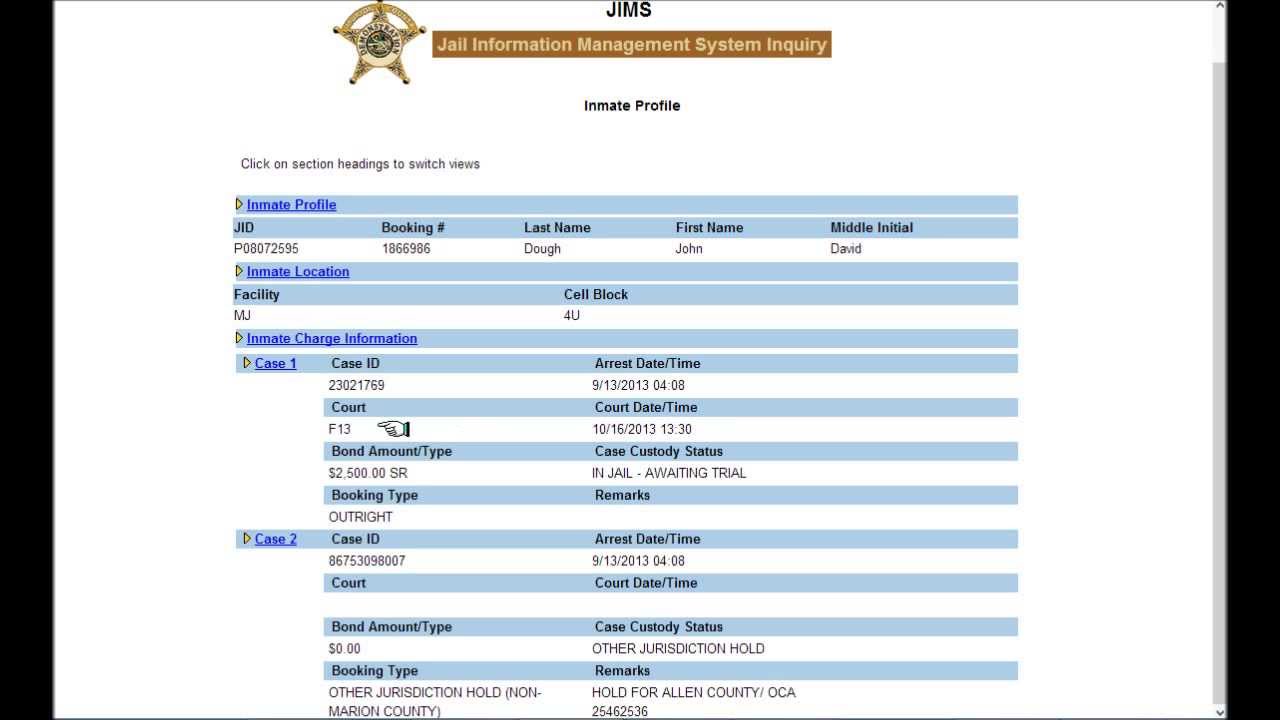 county jail inmate list